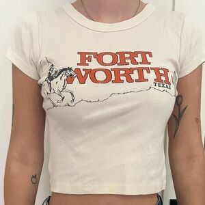 Brandy Melville Cream Graphic Crop Top